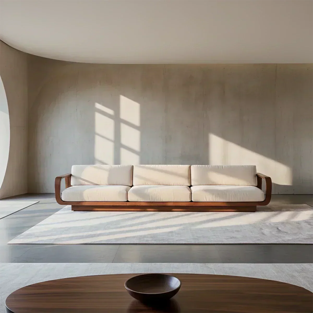 Modern Extra-Long Cotton Sofa with Solid Wood Frame - Woodenecho