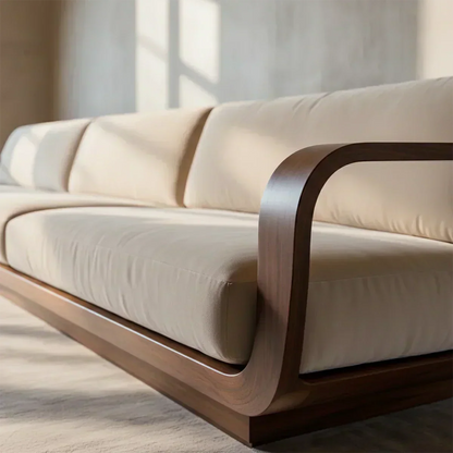 Modern Extra-Long Cotton Sofa with Solid Wood Frame - Woodenecho
