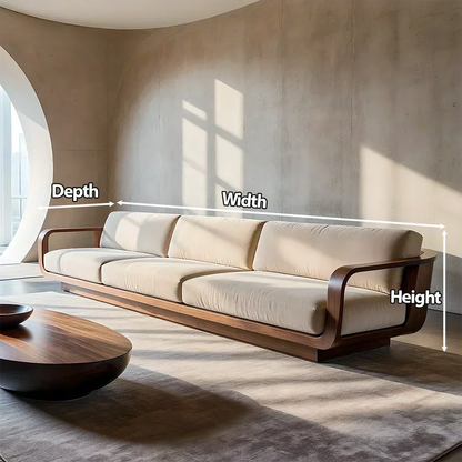 Modern Extra-Long Cotton Sofa with Solid Wood Frame - Woodenecho