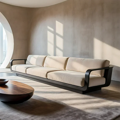 Modern Extra-Long Cotton Sofa with Solid Wood Frame - Woodenecho