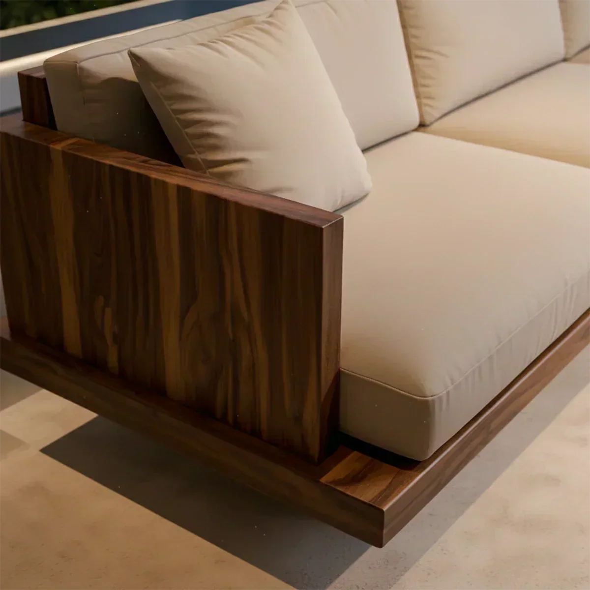 Modern Low-Profile Cotton Sofa with Solid Wood Base - Woodenecho
