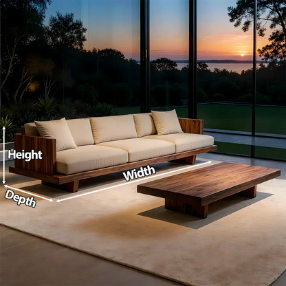 Modern Low-Profile Cotton Sofa with Solid Wood Base - Woodenecho