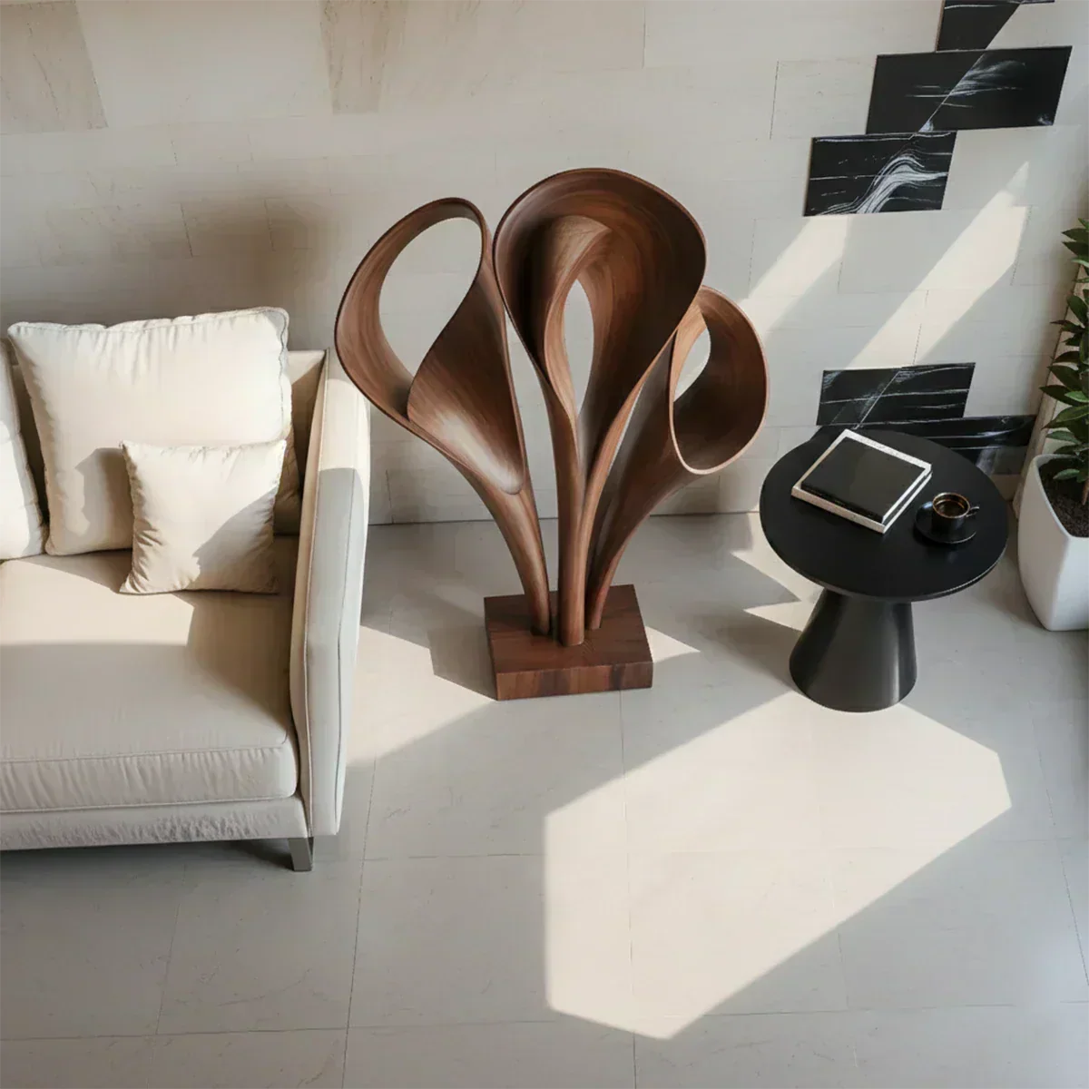 Modern Petal-Form Abstract Sculpture for Artistic Interiors - Woodenecho
