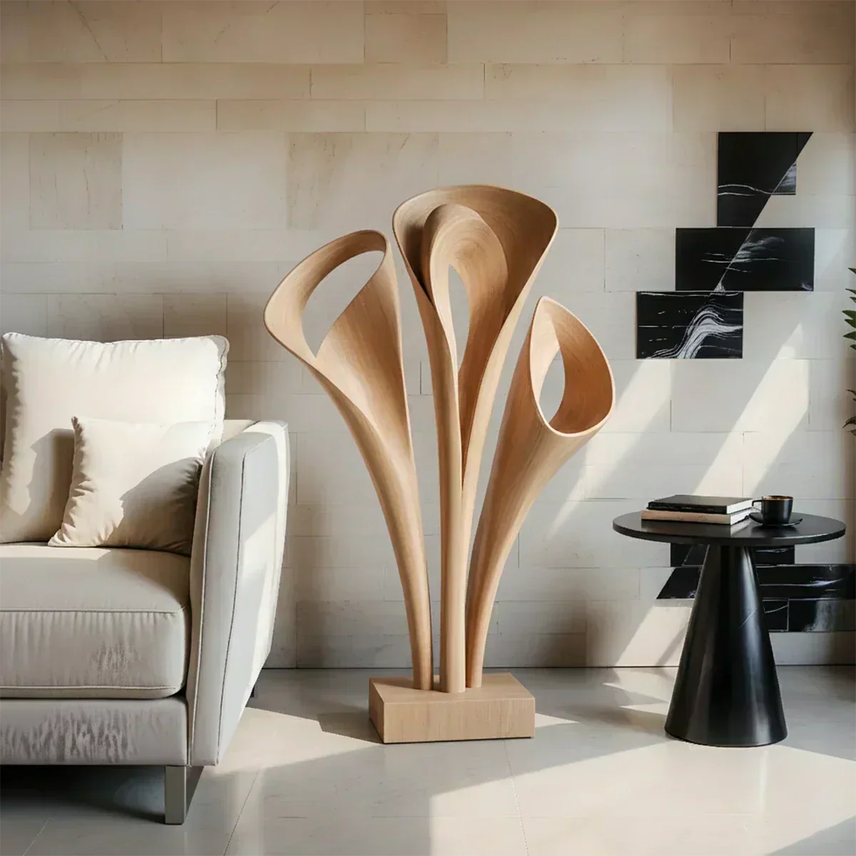 Modern Petal-Form Abstract Sculpture for Artistic Interiors - Woodenecho
