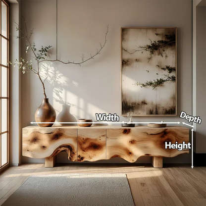 Natural Burl Flow Solid Wood TV Console – Wabi Sabi Organic Design - Elitegemse