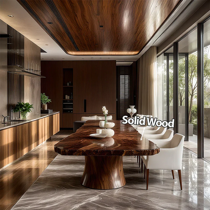 Natural Solid Wood Dining Table in Contemporary Luxury Style - Rustirawood