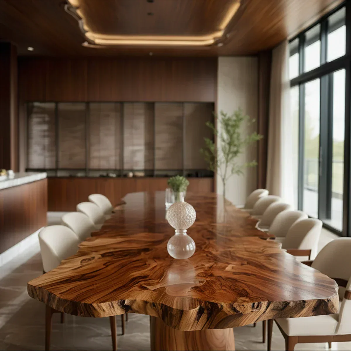 Natural Solid Wood Dining Table in Modern Luxury Style - Rustirawood