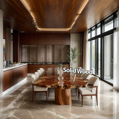 Natural Solid Wood Dining Table in Modern Luxury Style - Rustirawood