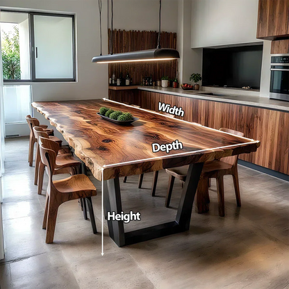 Natural Solid Wood Dining Table in Modern Rustic Luxury Style - Rustirawood