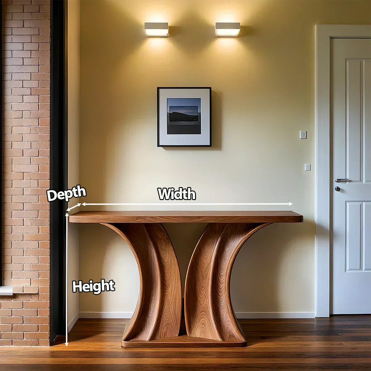Natural Solid Wood Dual-Sculpt Form Console Table in Modern Luxury Style - Rustirawood