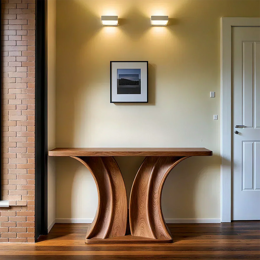 Natural Solid Wood Dual-Sculpt Form Console Table in Modern Luxury Style - Woodenecho