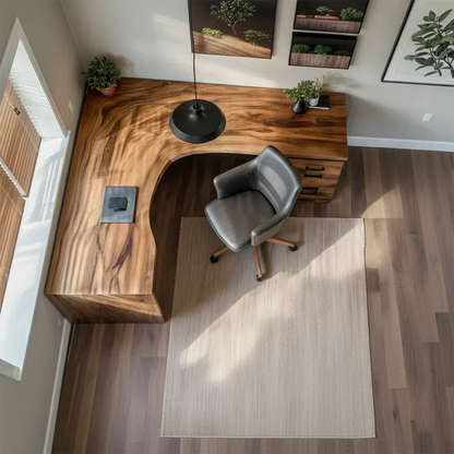 Natural Solid Wood L-Shape Desk with Integrated Storage - Woodenecho