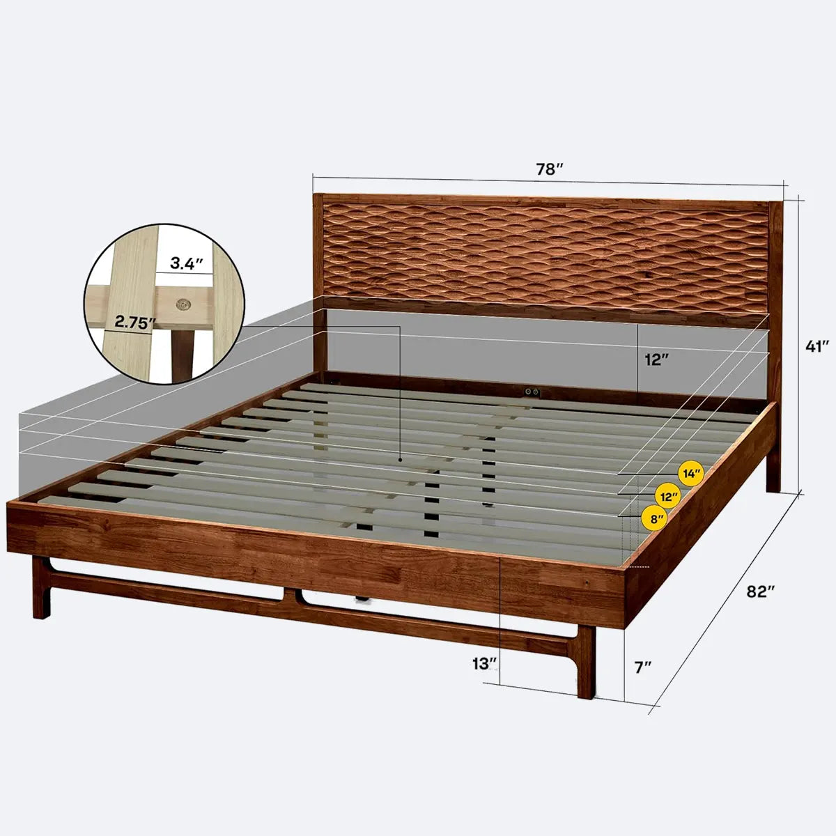 Natural Wood Bed Modern Design - Sturdy, Luxurious - Elitegemse 