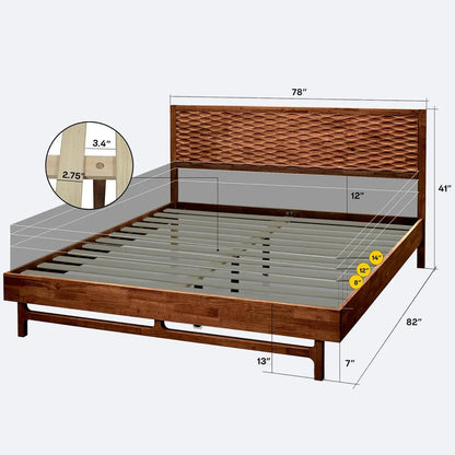 Natural Wood Bed Modern Design - Sturdy, Luxurious - Elitegemse 