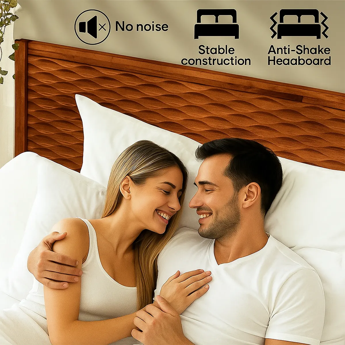Natural Wood Bed Modern Design - Sturdy, Luxurious - Elitegemse 