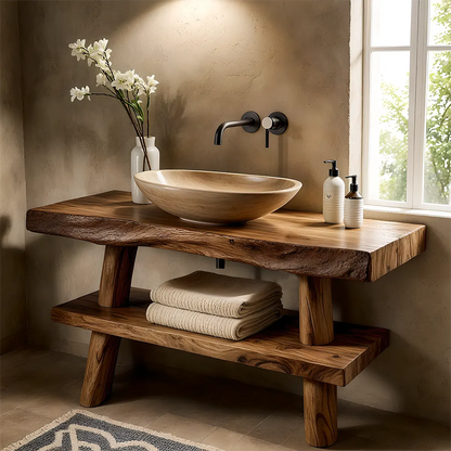 Natureline Oak Vanity – Solid Wood Rustic Bathroom - Elitegemse
