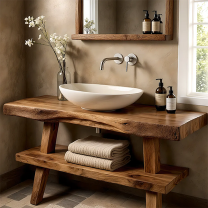 Natureline Oak Vanity – Solid Wood Rustic Bathroom - Elitegemse