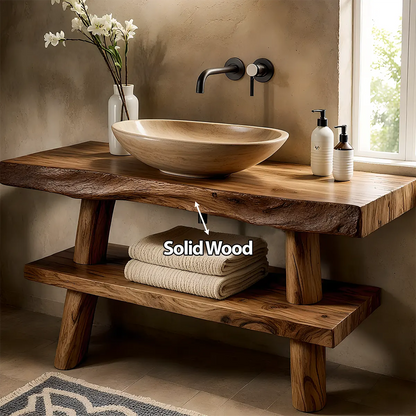 Natureline Oak Vanity – Solid Wood Rustic Bathroom - Elitegemse