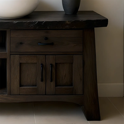NoirOak Vanity – Rustic Solid Wood Bathroom Cabinet - Elitegemse