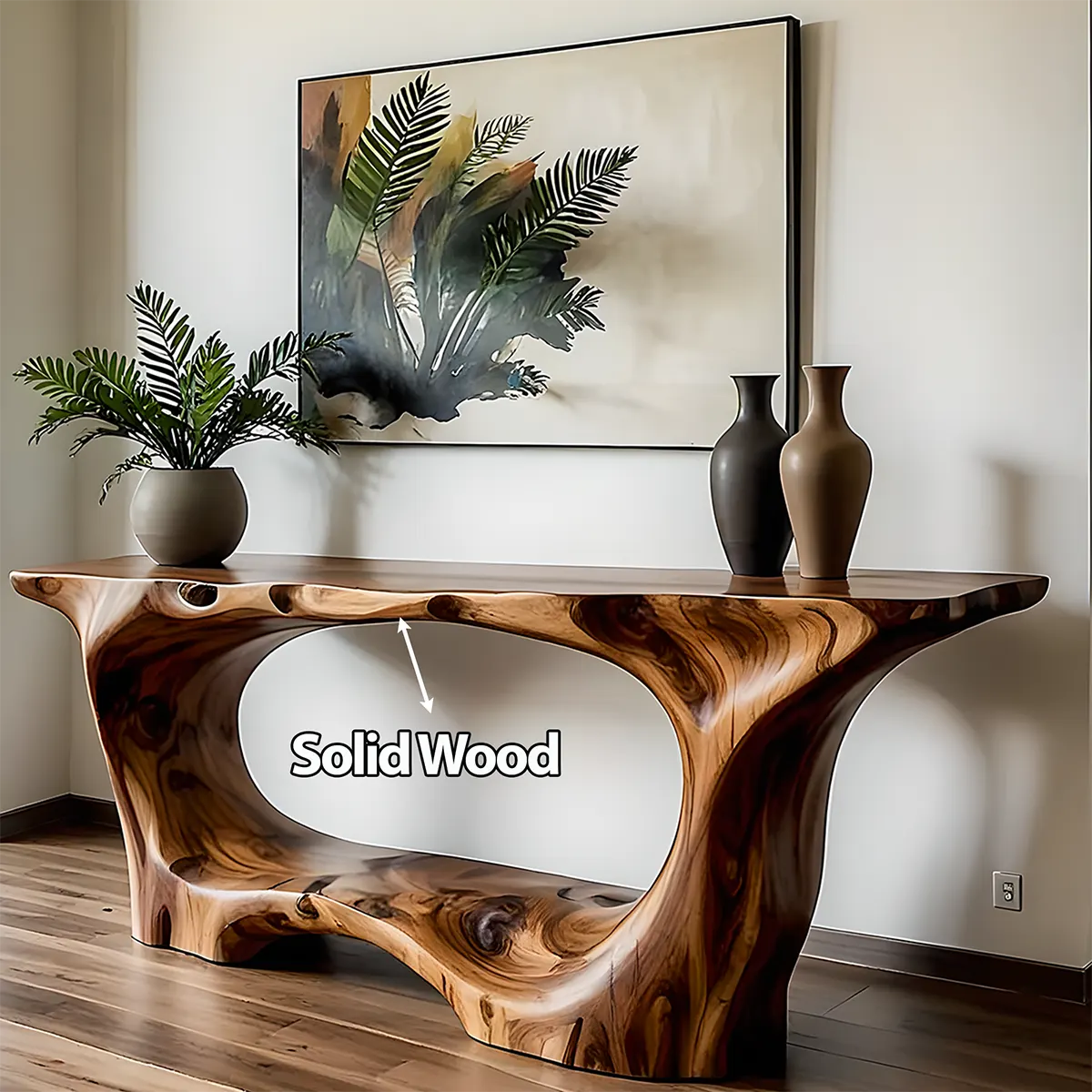 Open Frame Walnut Console Table – Natural Sculptural Form - Elitegemse