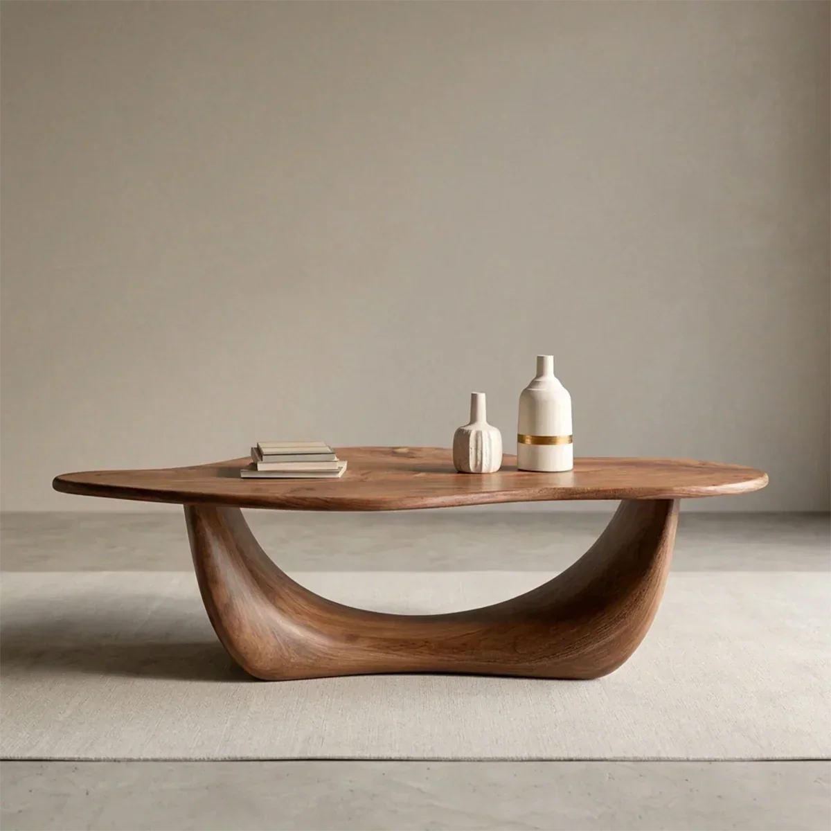 Organic Loop Sculptural Coffee Table in Natural Solid Wood - Rustirawood