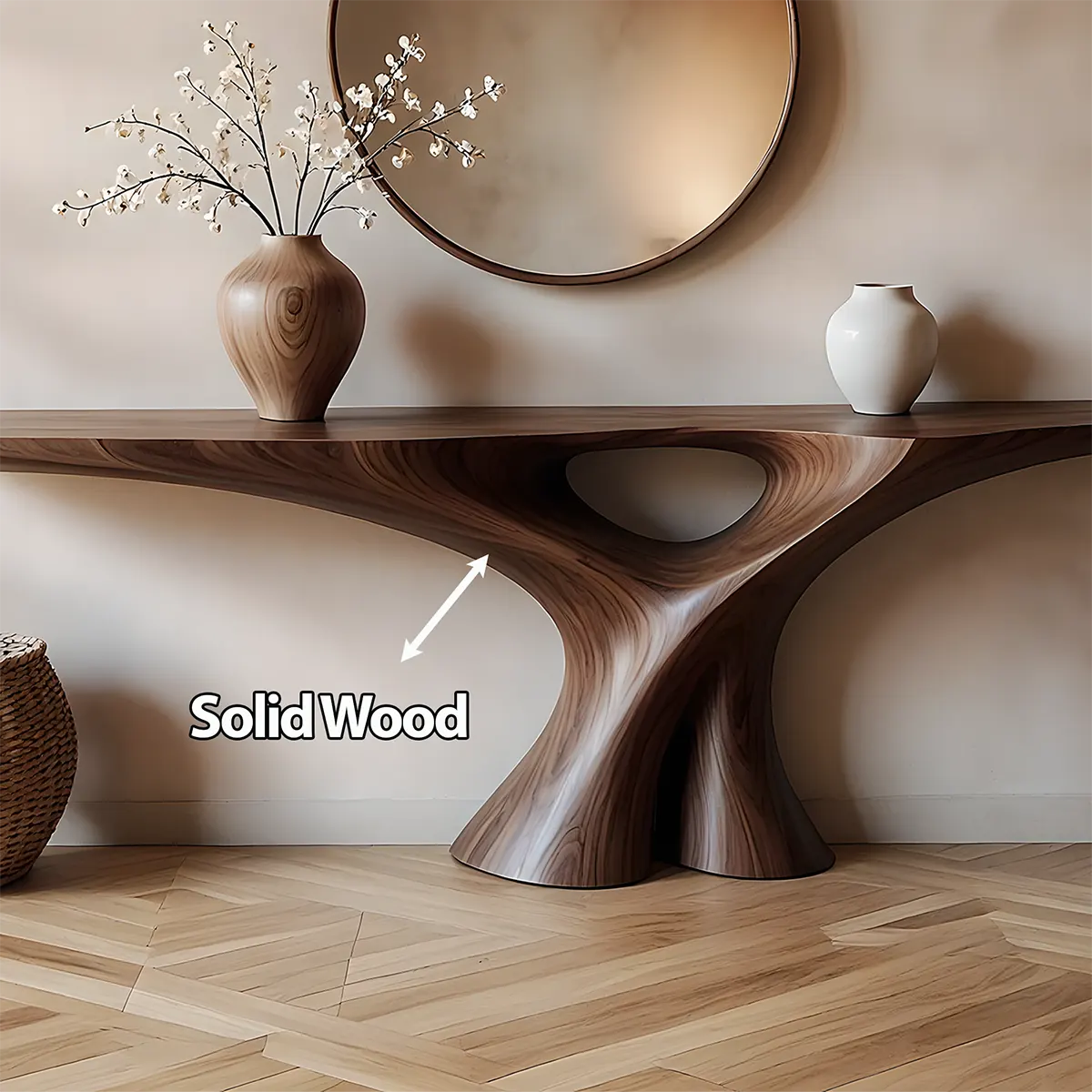 Organic Walnut Console Table – Minimal Sculptural Form - Elitegemse