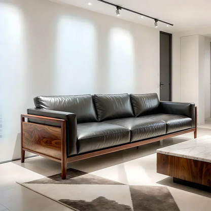 Premium Leather Sofa – Modern Minimalist Design - Woodenecho