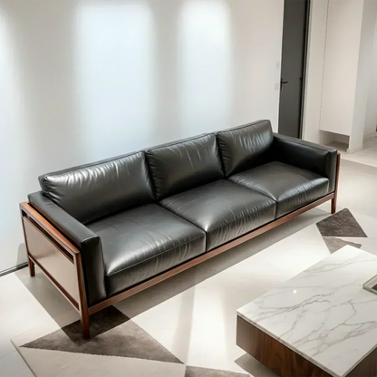 Premium Leather Sofa – Modern Minimalist Design - Woodenecho
