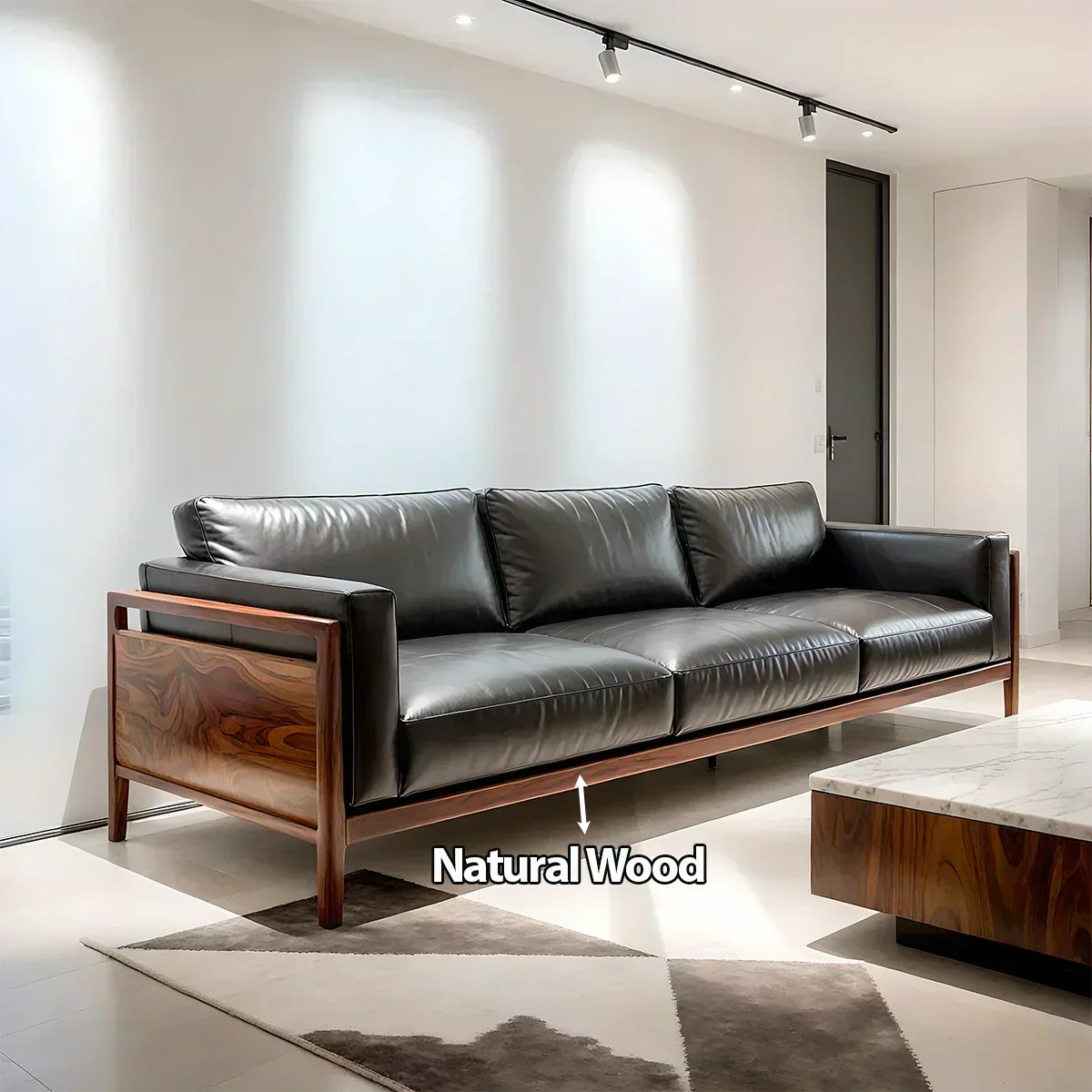 Premium Leather Sofa – Modern Minimalist Design - Woodenecho