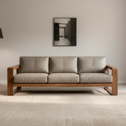 Premium Leather Sofa – Solid Wood Frame, Modern Contemporary Style - Woodenecho
