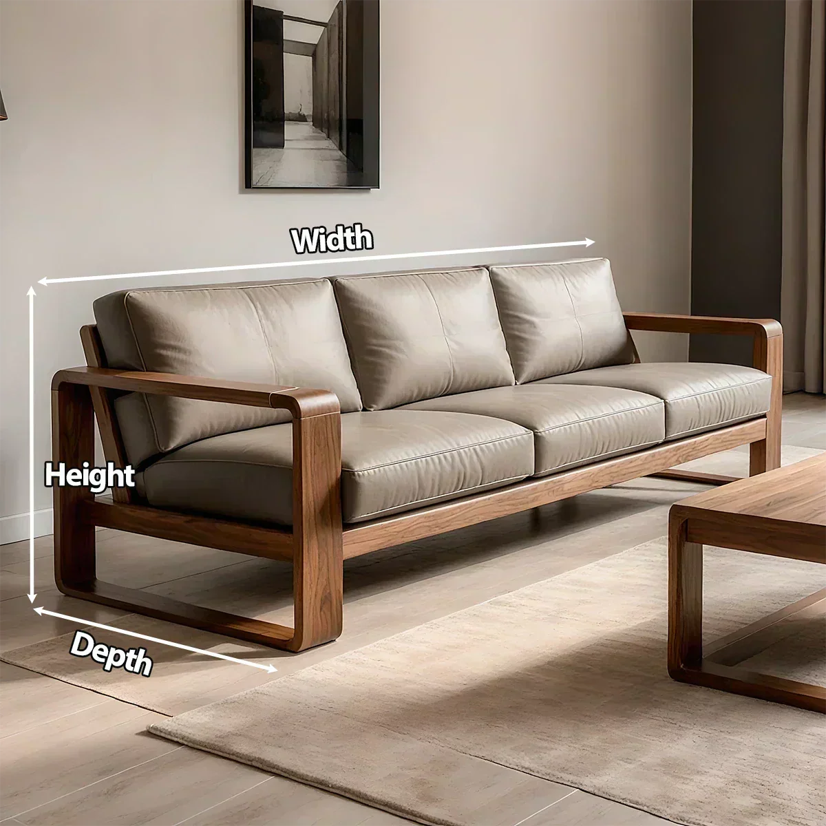 Premium Leather Sofa – Solid Wood Frame, Modern Contemporary Style - Woodenecho