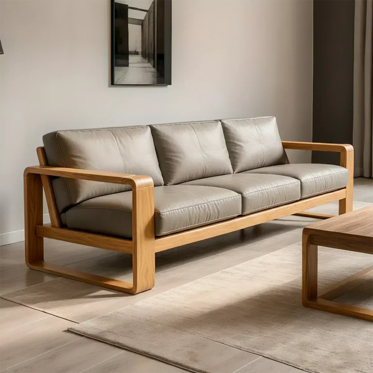 Premium Leather Sofa – Solid Wood Frame, Modern Contemporary Style - Woodenecho