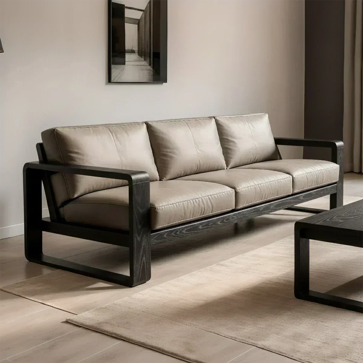 Premium Leather Sofa – Solid Wood Frame, Modern Contemporary Style - Woodenecho