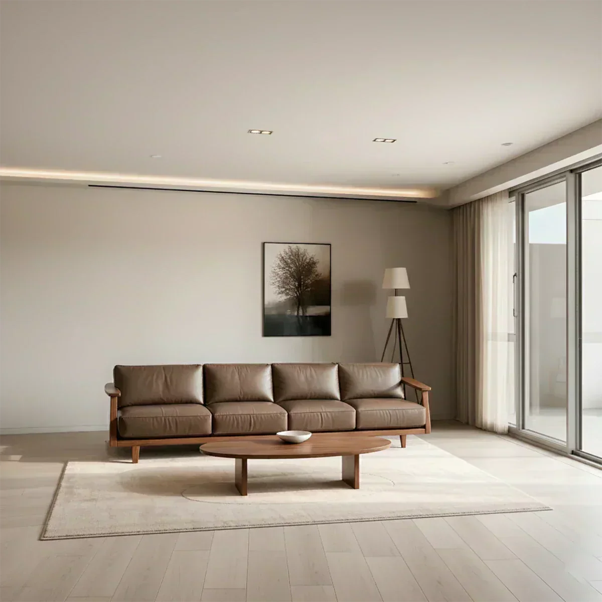 Premium Leather Sofa – Solid Wood Frame, Modern Minimalist Design - Woodenecho