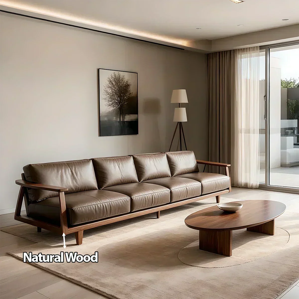 Premium Leather Sofa – Solid Wood Frame, Modern Minimalist Design - Woodenecho