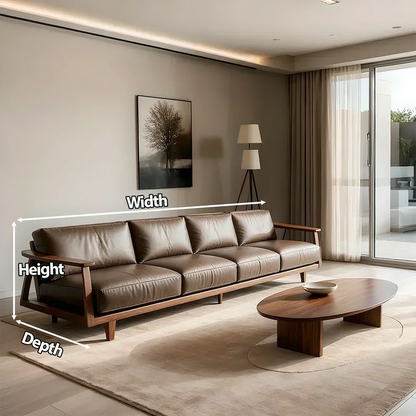 Premium Leather Sofa – Solid Wood Frame, Modern Minimalist Design - Woodenecho