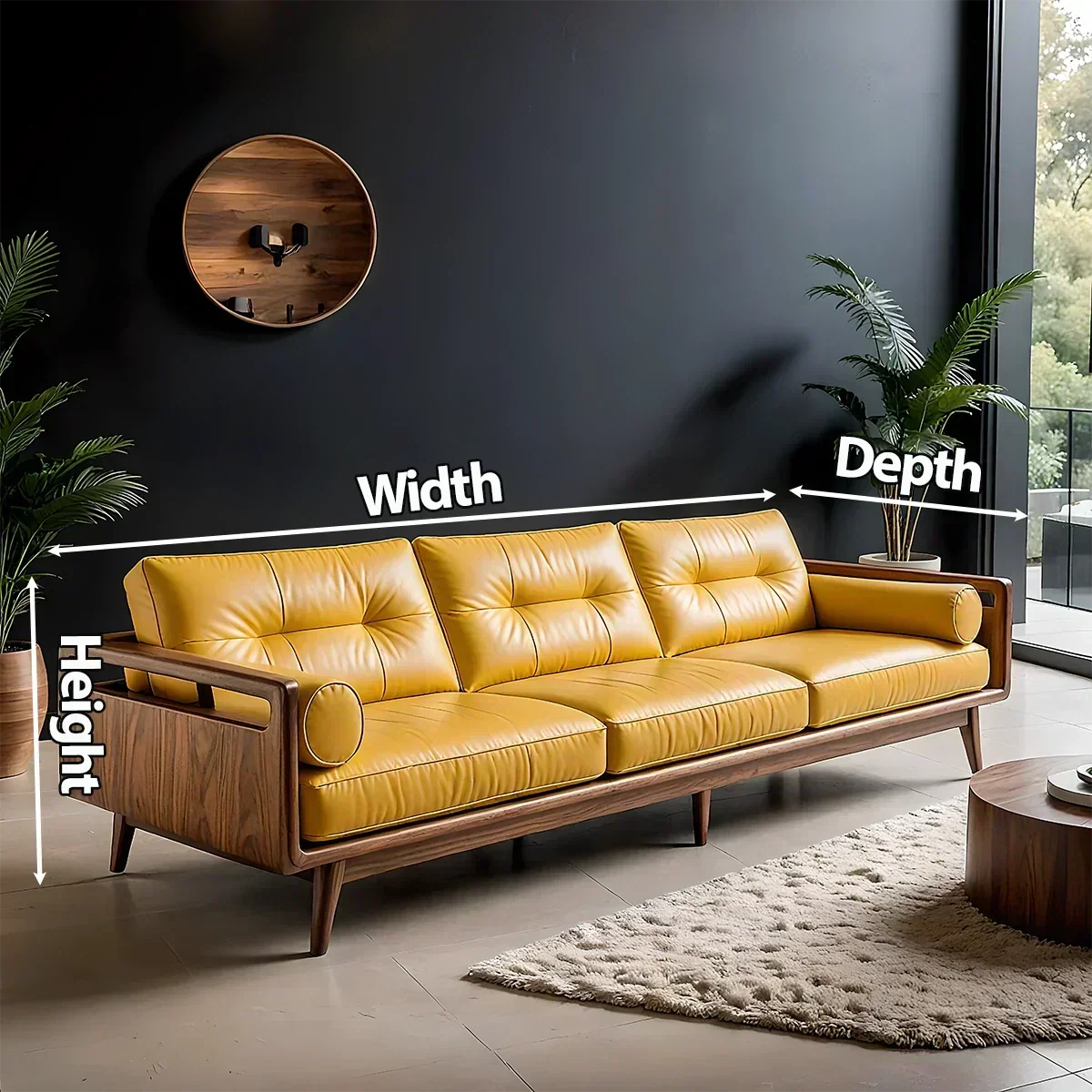Premium Leather Solid Wood Sofa – Handcrafted Rustic Modern Design - Woodenecho
