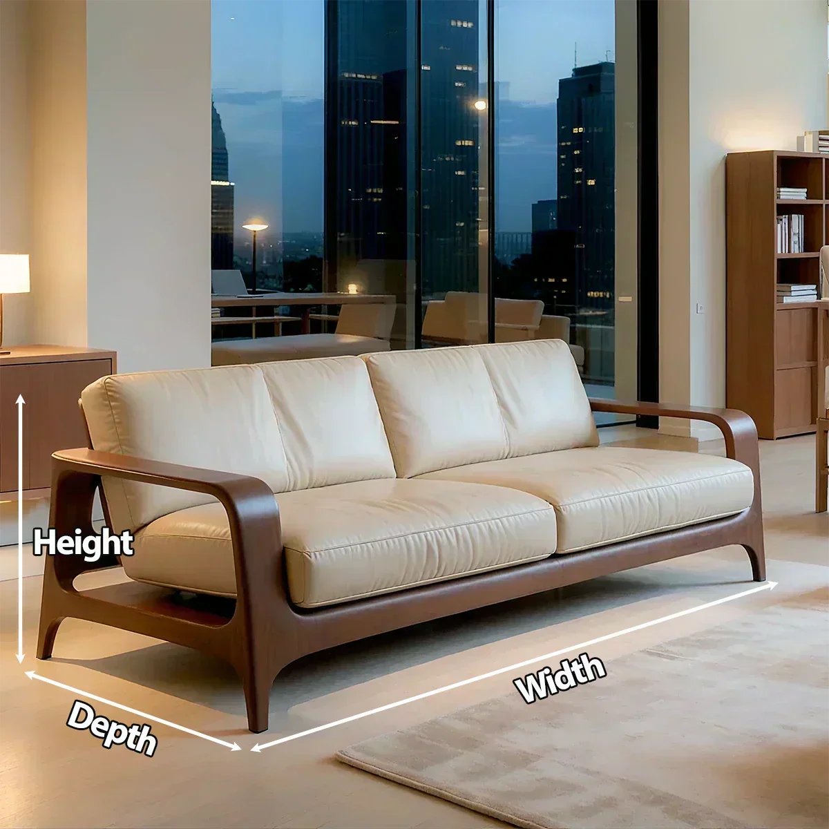 Premium Leather Solid Wood Sofa – Handcrafted Rustic Modern Design - Woodenecho
