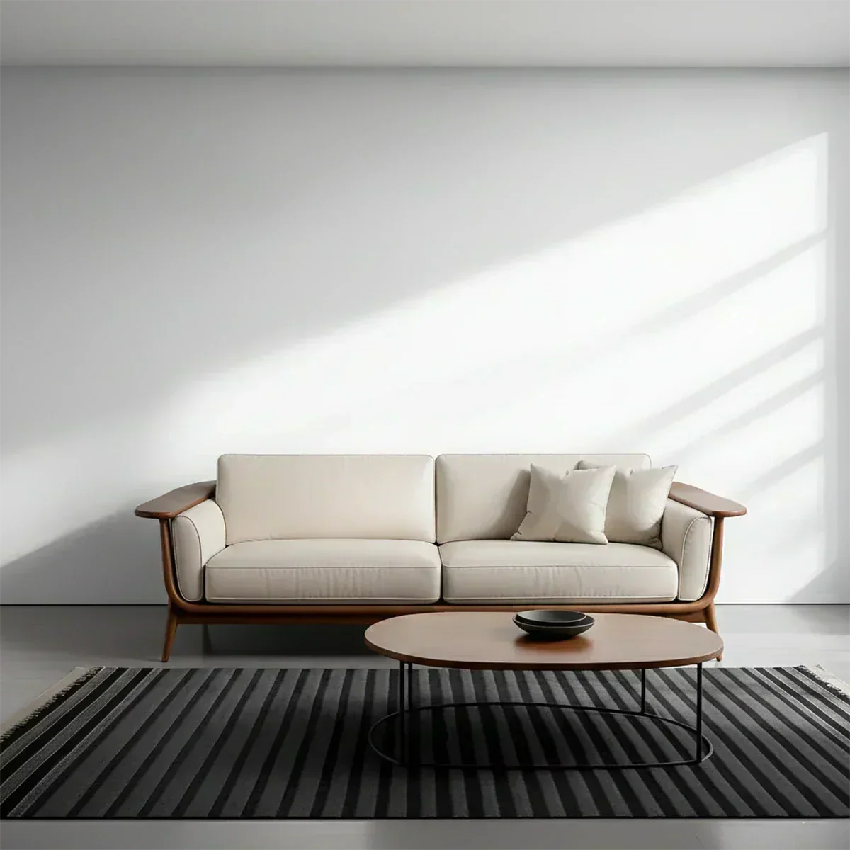 Premium Leather Solid Wood Sofa – Modern Minimalist Design - Woodenecho