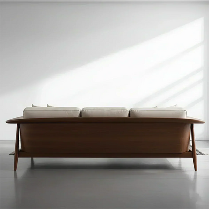 Premium Leather Solid Wood Sofa – Modern Minimalist Design - Woodenecho