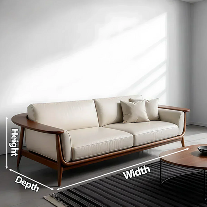 Premium Leather Solid Wood Sofa – Modern Minimalist Design - Woodenecho