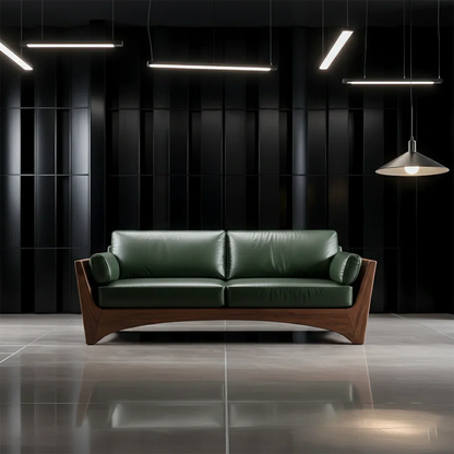 Premium Leather Solid Wood Sofa – Modern Rustic Minimalist - Rustirawood