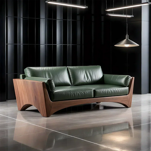Premium Leather Solid Wood Sofa – Modern Rustic Minimalist - Woodenecho