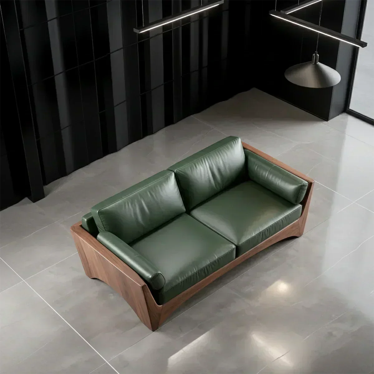 Premium Leather Solid Wood Sofa – Modern Rustic Minimalist - Woodenecho