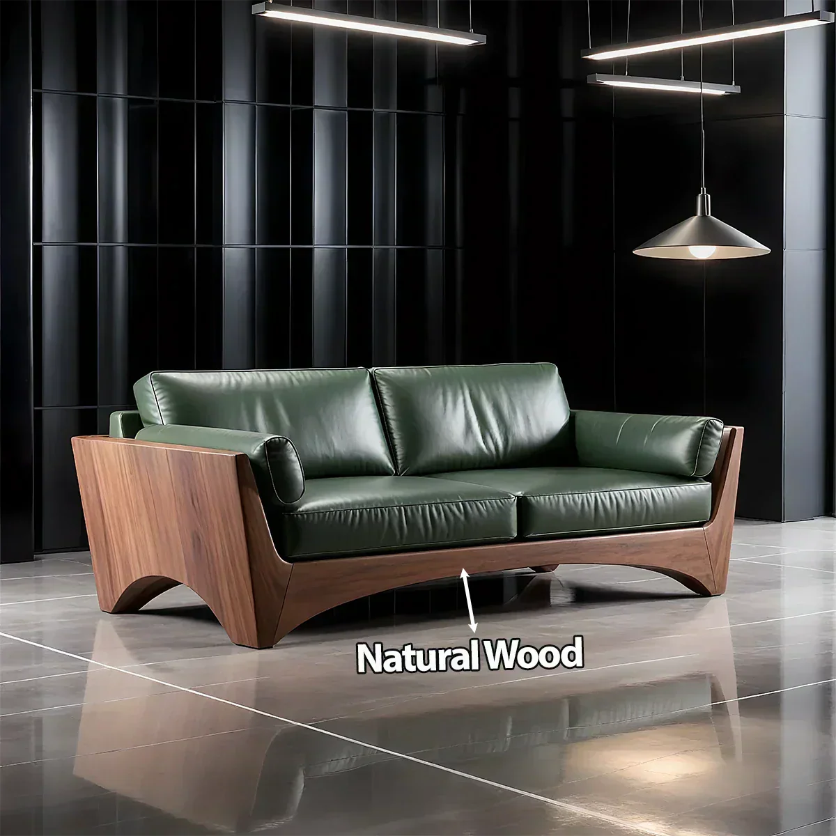 Premium Leather Solid Wood Sofa – Modern Rustic Minimalist - Woodenecho