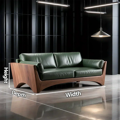 Premium Leather Solid Wood Sofa – Modern Rustic Minimalist - Woodenecho