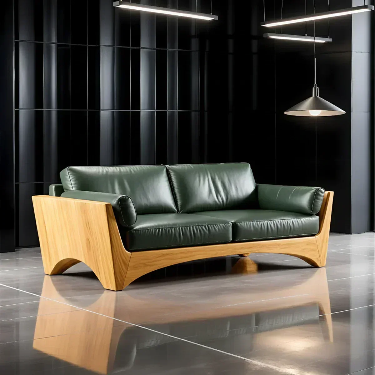 Premium Leather Solid Wood Sofa – Modern Rustic Minimalist - Woodenecho