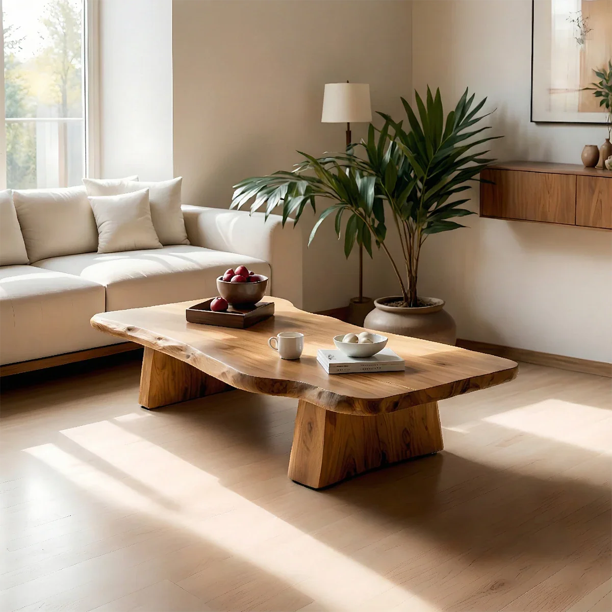 Premium Solid Wood Coffee Table – Modern Minimalist Living Room Table - Woodenecho