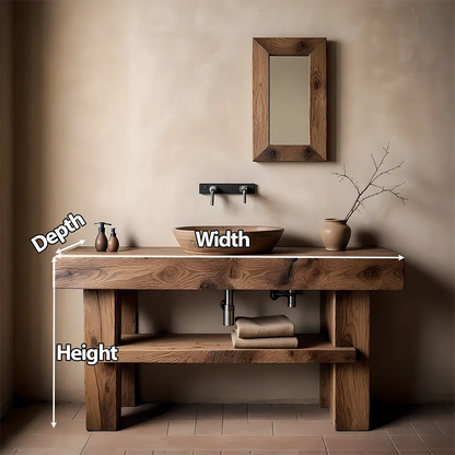 Rustic Essence Solid Oak Vanity – Handcrafted Wood Design - Elitegemse