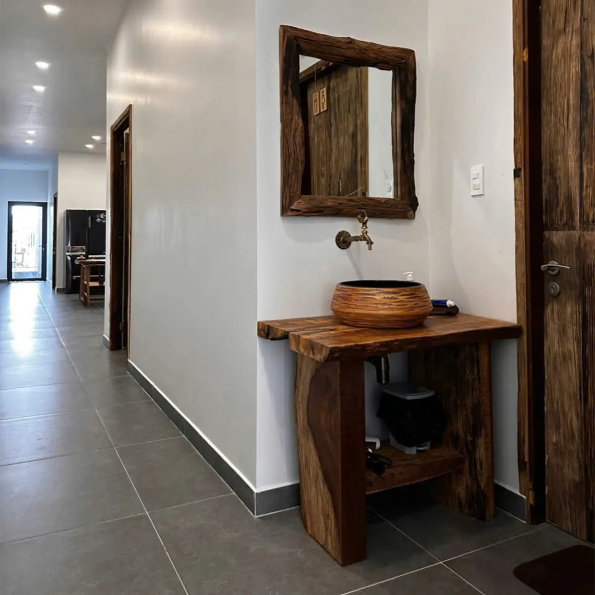 Rustic Solid Oak Bathroom Vanity – Handcrafted Wood Design - Elitegemse